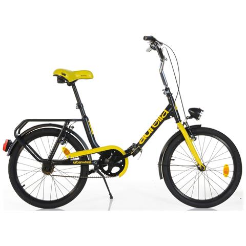 Bici Stile Graziella Linea Aurelia Pieghevole Misura 20 Bicicletta Richiudibile Unisex Art. 321 Senza Cambio Luci Led - Nero Giallo - Foto 1