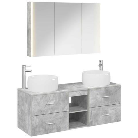Set di mobili per il bagno 4 pcs Grigio Cemento - Foto 1