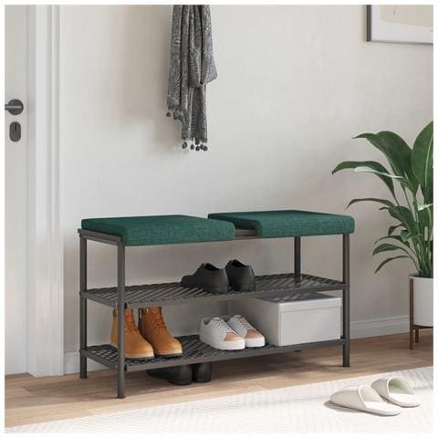 Cuscino per panchina 2 pz Tessuto Verde Scuro Profondità 35 cm - Foto 2