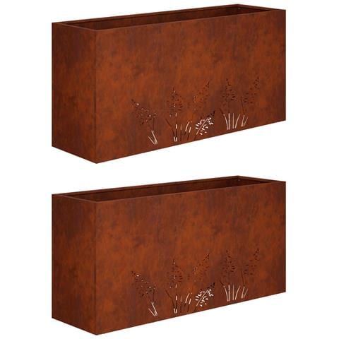 Vaso da giardino 2 pz Ruggine 100 x 20 x 49 cm Acciaio Corten - Foto 1