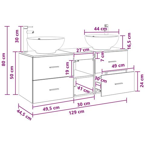 Set di mobili per il bagno 3 pz Rovere Artigianale - Foto 2