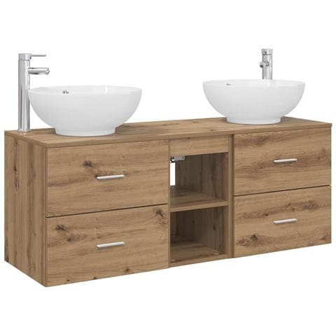 Set di mobili per il bagno 3 pz Rovere Artigianale - Foto 1