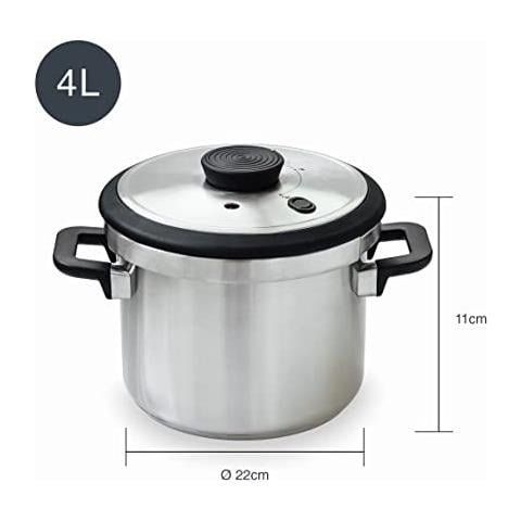 71784 - Pentola a pressione super rapida Sicuro con manici resistenti al calore - Induzione - Acciaio inox 18/10 - Fondo diffusore di calore - 4L - 22cm. - Foto 2