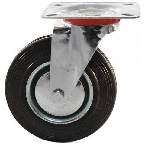 16 Ruote In Gomma 100 Mm Industriale Con Piastra Girevole Per Carrelli - Foto 1