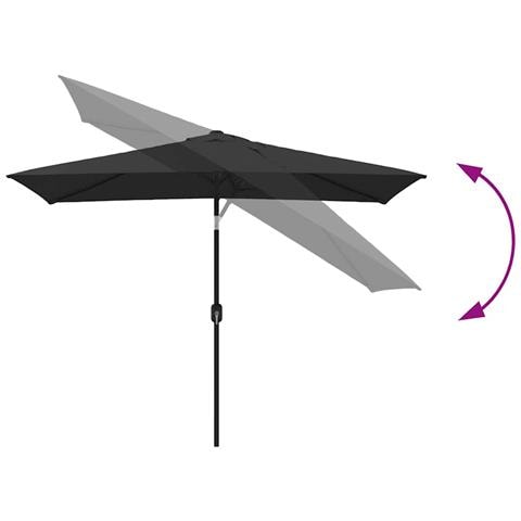 Ombrellone Da Giardino Con Palo In Metallo 300x200 Cm Nero - Foto 8