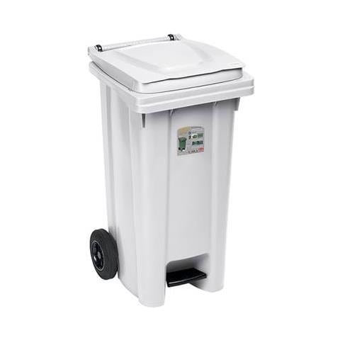 Contenitore Pattumiera Con Pedale, Bianco, 120 Litri Qualità Professionale Made In Italy - Foto 2