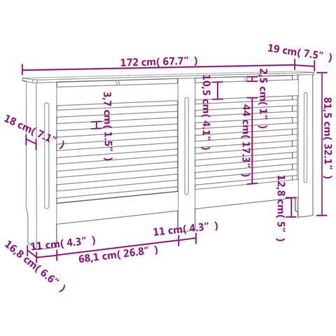 Copertura per Radiatore Antracite 172x19x81,5 cm in MDF - Foto 7