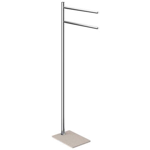 Piantana Porta Asciugamani In Acciaio Inox / resina Finitura Cromo Lucido E Beige - Foto 1