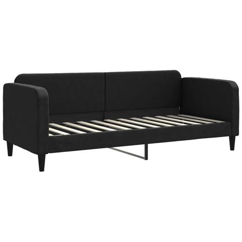 Divano Letto Estraibile Con Materassi Nero 80x200 Cm Tessuto - Foto 2