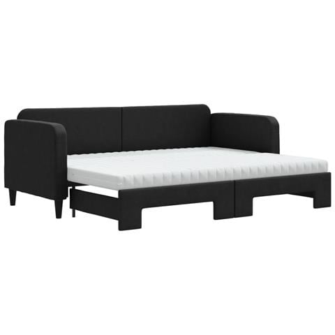 Divano Letto Estraibile Con Materassi Nero 80x200 Cm Tessuto - Foto 1
