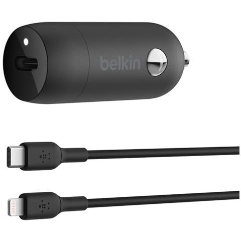 CARICABATTERIE DA AUTO 30W CON PORTA USB PPS CON CAVO DA USB-C ALIGHTNING - NERO - Foto 1