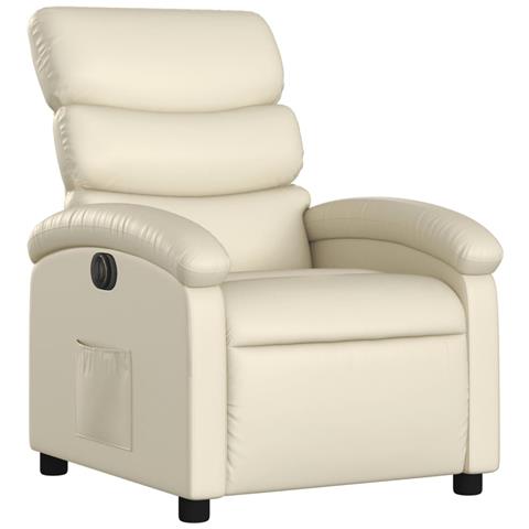 Poltrona Reclinabile Elettrica Crema In Similpelle - Foto 3