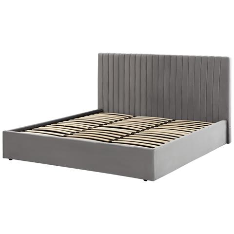 Letto Matrimoniale Velluto Grigio 180 X 200 Cm Vion - Foto 7