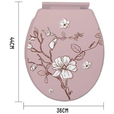 Trade Shop - Copriwater Universale In Plastica Super Resistente 44x36cm Decorazione Floreale - Foto 1