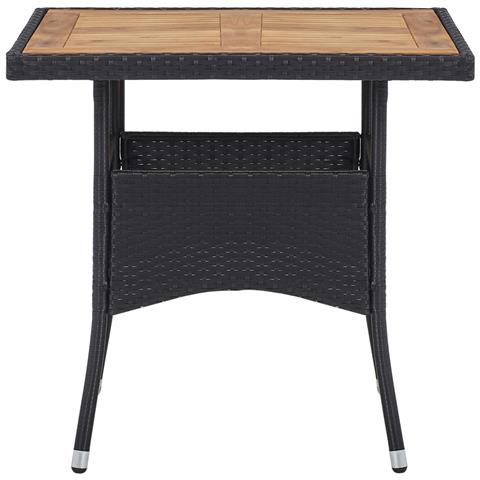 Set Mobili Da Pranzo Per Giardino 5 Pz Polyrattan E Acacia Nero - Foto 2