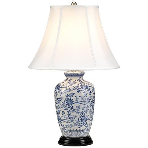 Lampada Da Scrivania Contemporanea Blue Ginger Jar Porcellana Blu 1 Luce E27 - Foto 1