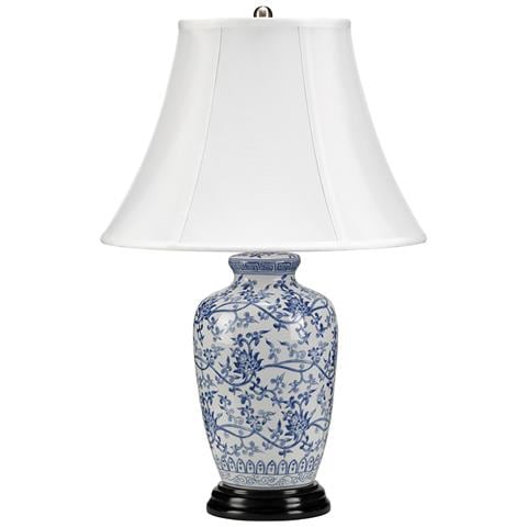 Lampada Da Scrivania Contemporanea Blue Ginger Jar Porcellana Blu 1 Luce E27 - Foto 3