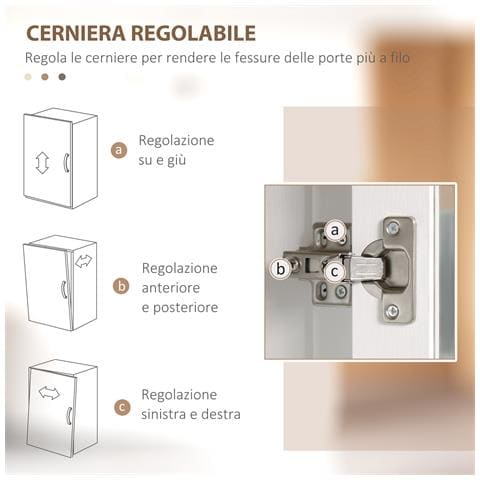 Credenza Moderna A 2 Ante Con Mensole Regolabili In Legno E Vetro, 76x36x160cm, Bianco - Foto 2