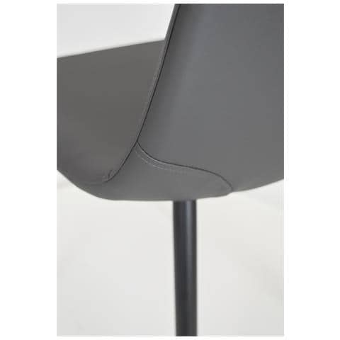 Set 4 Sedie Sala Da Pranzo Nuvola Gambe In Acciaio Nero Opaco, Finta Pelle Grigio Scuro - Foto 7