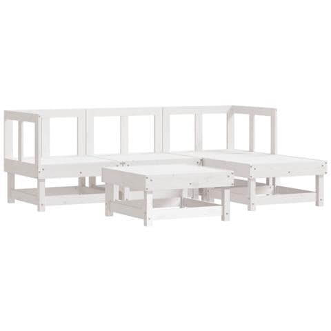 Set Salotto Da Giardino 5 Pz In Legno Massello Di Pino Bianco - Foto 2