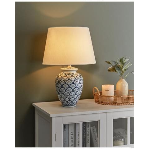 Lampada Da Tavolo Jauca Porcellana Bianco/blu - Foto 1
