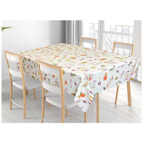 Tovaglia Per Salotto Cucina Tavolo 100% Cotone Made In Italy Ortaggi Rp 140x300 Ortaggi - Foto 1