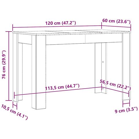Tavolo Da Pranzo Rovere Artigianale 120x60x76 Cm In Truciolato - Foto 2