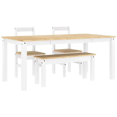 Set Da Pranzo 4 Pz Panama Bianco In Legno Massello Di Pino - Foto 2