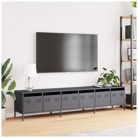 Mobile Tv Antracite 202x39x43,5 Cm Acciaio Laminato A Freddo - Foto 3
