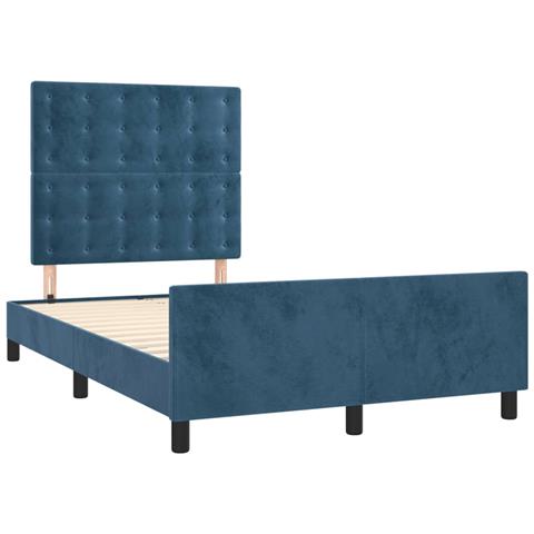 Giroletto Senza Materasso Blu Scuro 120x190 Cm Velluto - Foto 3