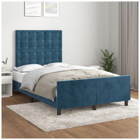 Giroletto Senza Materasso Blu Scuro 120x190 Cm Velluto - Foto 1