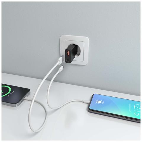 ASCH-30W2P047-BK Caricabatterie per dispositivi mobili Fotocamera, MP3, MP4, Telefono cellulare, Navigatore, Computer portatile, Console portatile, Smartphone, Tablet, Universale Nero AC Ricarica rapida Interno - Foto 2