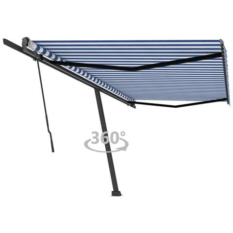 Tenda Da Sole Manuale Autoportante 500x300 Cm Blu /bianca - Foto 2