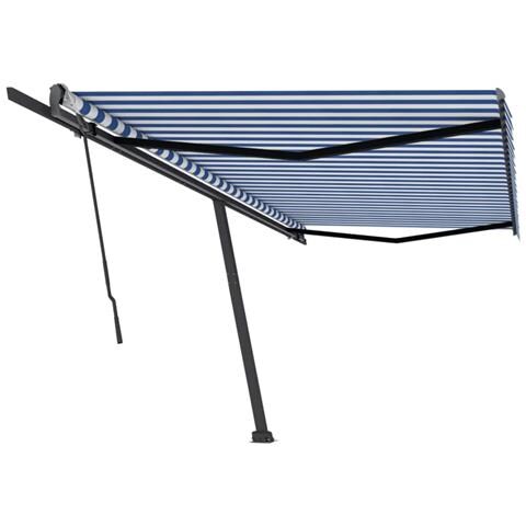 Tenda Da Sole Manuale Autoportante 500x300 Cm Blu /bianca - Foto 1