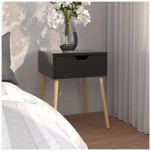 Lusso Casadino -  Comodino Nero Lucido 40x40x56 Cm In Legno Multistrato - Foto 8