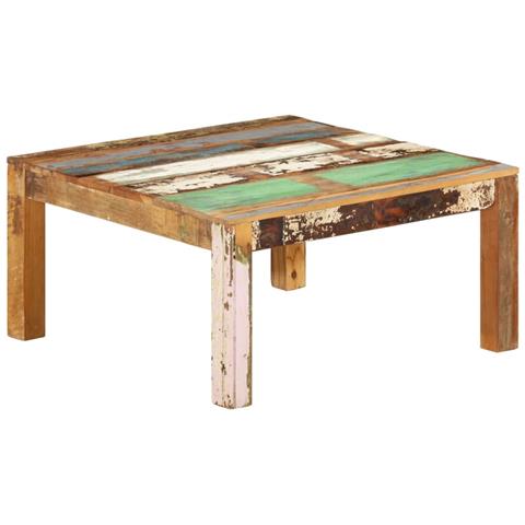 Tavolino Da Salotto 80x80x40 Cm In Legno Massello Di Recupero - Foto 2