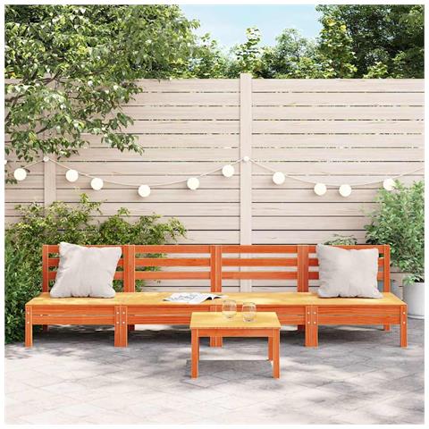 Lusso Casadino - Divani Senza Braccioli Giardino 4pz Marrone Cera Massello Pino - Foto 2