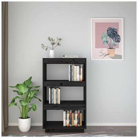 Libreria /divisorio Nero 60x35x103 Cm In Legno Massello Di Pino - Foto 2