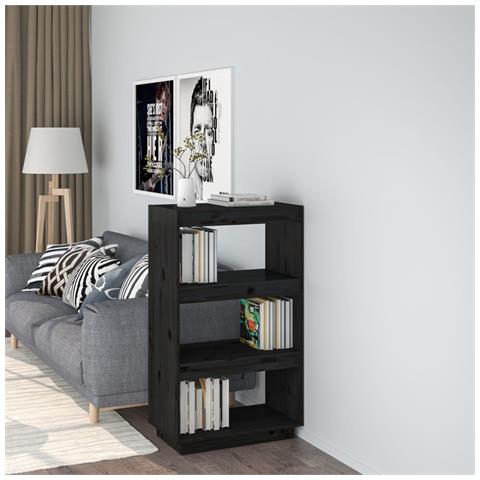 Libreria /divisorio Nero 60x35x103 Cm In Legno Massello Di Pino - Foto 8