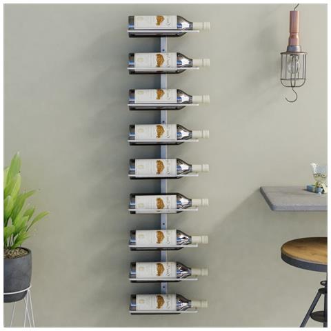 Lusso Casadino -  Portavini Da Parete Per 9 Bottiglie Bianco In Ferro - Foto 2