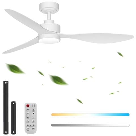 Ventilatore Da Soffitto Luce Dimmerabile 3 Pale Bianco Ø 132cm 60 Watt - Foto 1