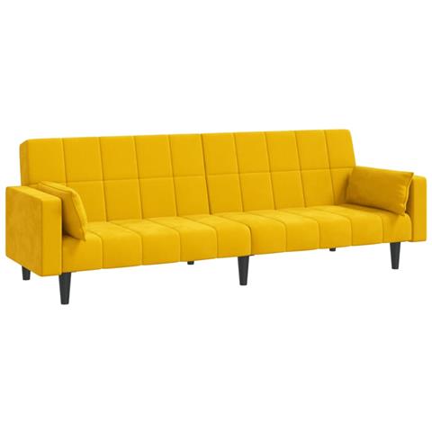 Divano Letto a 2 Posti con 2 Cuscini Giallo in Velluto - Foto 1