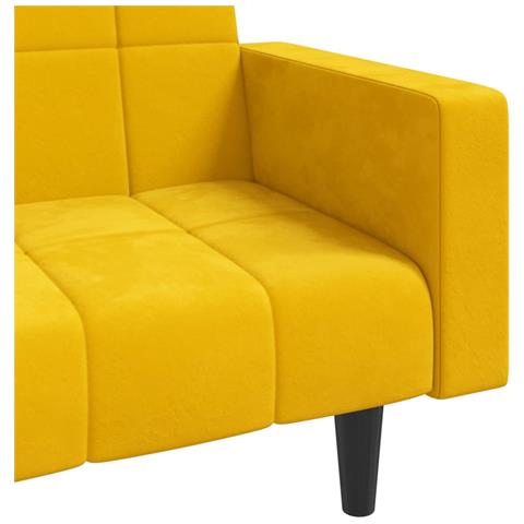 Divano Letto a 2 Posti con 2 Cuscini Giallo in Velluto - Foto 9