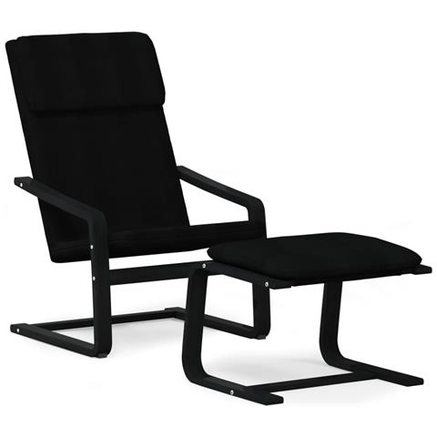 Poltrona Relax con Poggiapiedi Nera in Tessuto - Foto 1