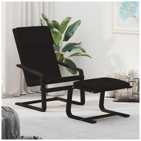 Poltrona Relax con Poggiapiedi Nera in Tessuto - Foto 2