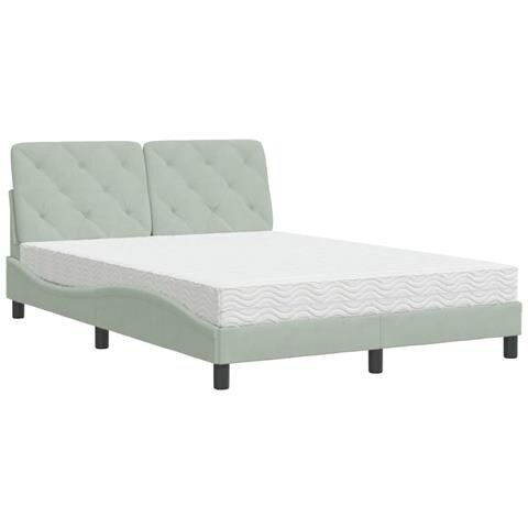 Letto con Materasso Grigio Chiaro 120x200 cm in Velluto - Foto 1