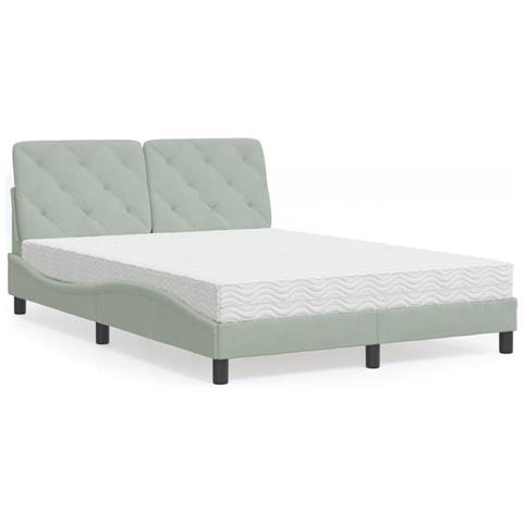 Letto con Materasso Grigio Chiaro 120x200 cm in Velluto - Foto 2