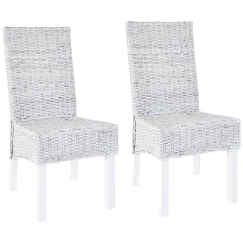 Sedie Da Pranzo 2 Pz Marrone Chiaro In Rattan Kubu E Mogano - Foto 2