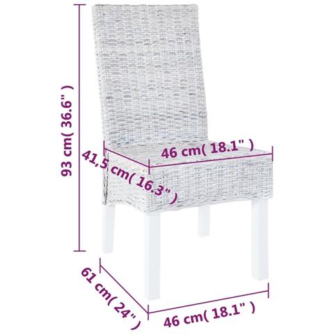Sedie Da Pranzo 2 Pz Marrone Chiaro In Rattan Kubu E Mogano - Foto 8