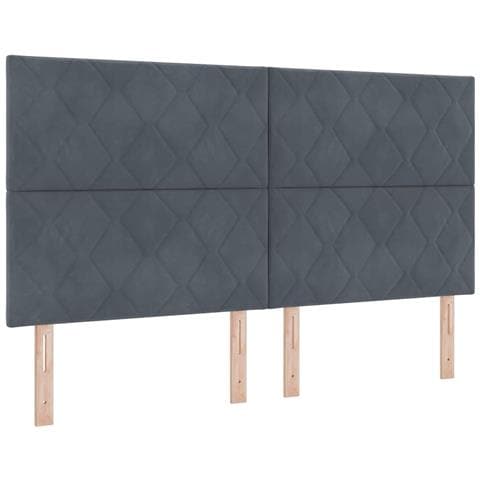 Testiera LED Geometrico Grigio scuro 180 cm Velluto - Foto 1